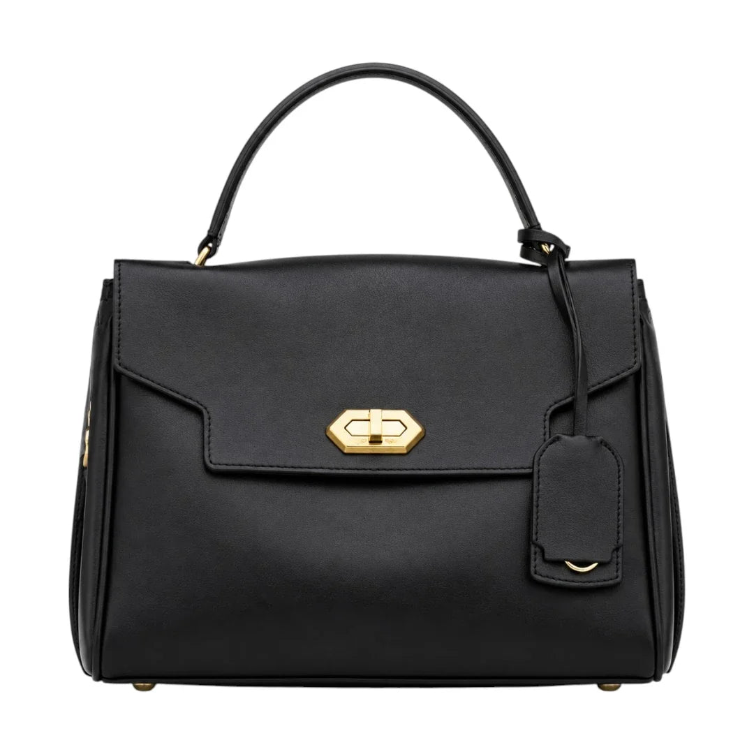 Bagv Black Elegance Flap Satchel Handbag