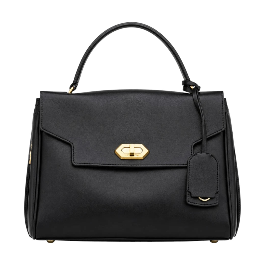 Bagv Black Elegance Flap Satchel Handbag