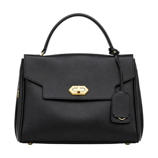 Bagv Black Elegance Flap Satchel Handbag