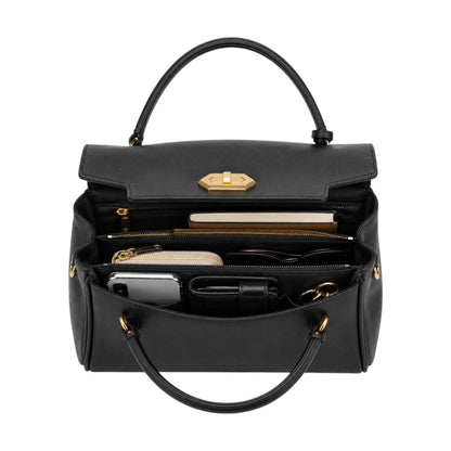Bagv Black Elegance Flap Satchel Handbag