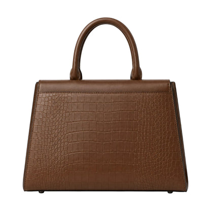 Bagv Brown Allure Croc-Texture Satchel Handbag