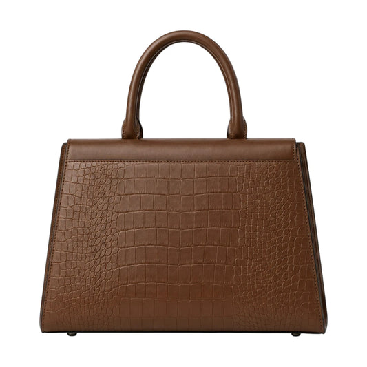 Bagv Brown Allure Croc-Texture Satchel Handbag