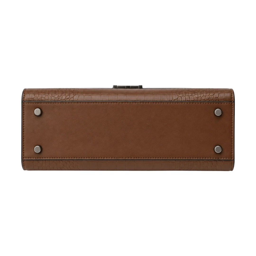 Bagv Brown Allure Croc-Texture Satchel Handbag