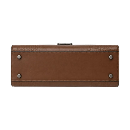 Bagv Brown Allure Croc-Texture Satchel Handbag