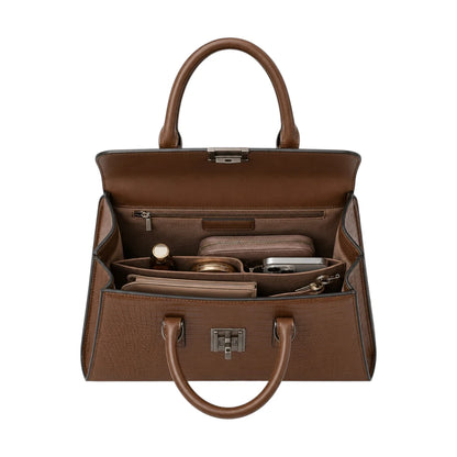 Bagv Brown Allure Croc-Texture Satchel Handbag