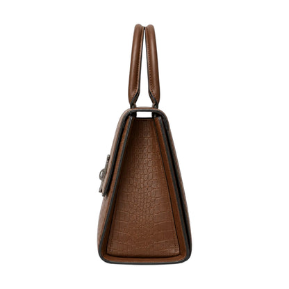 Bagv Brown Allure Croc-Texture Satchel Handbag