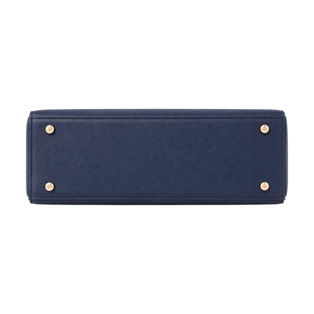 Bagv Navy Faux Leather Crest Satchel Handbag